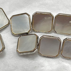 1930s vintage boxed shirt buttons and cufflinks silver and mother of pearl