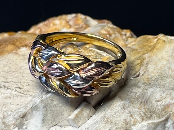 Multi colour gilded solid silver ring band size u… - image 8
