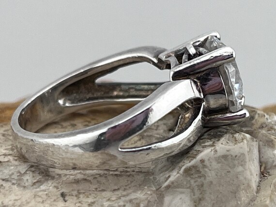 solid silver DQCZ solitaire ring stacker size uk … - image 3