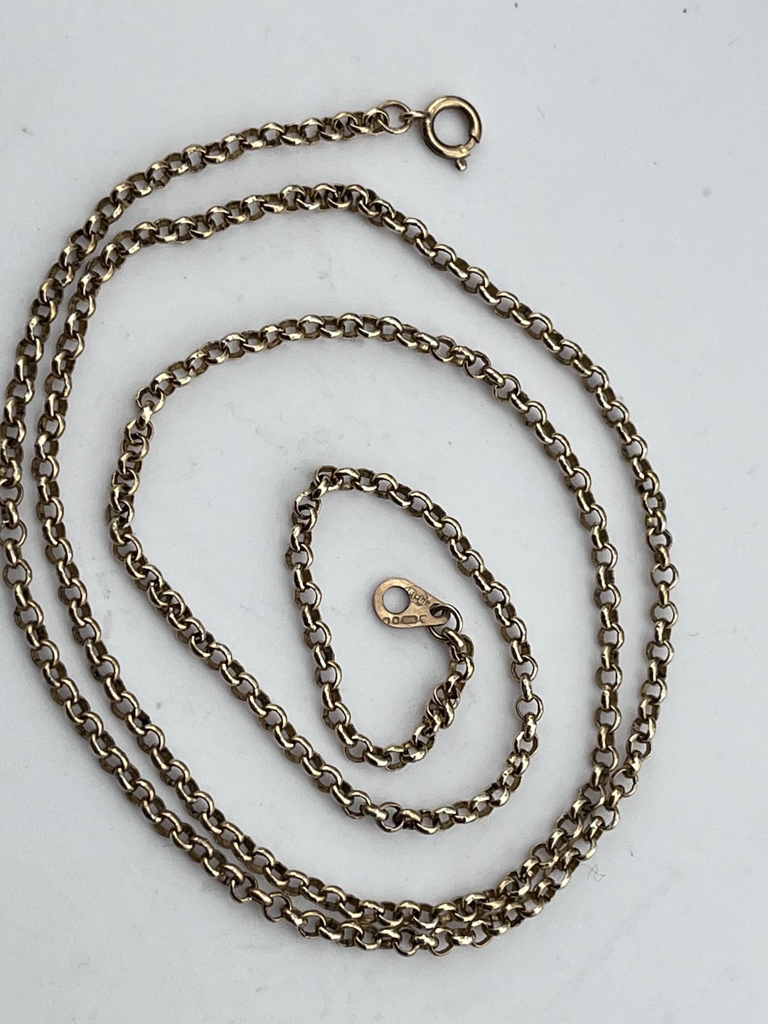 48cm Rolo Link Chain Necklace Vintage 9ct Solid Gold - Etsy