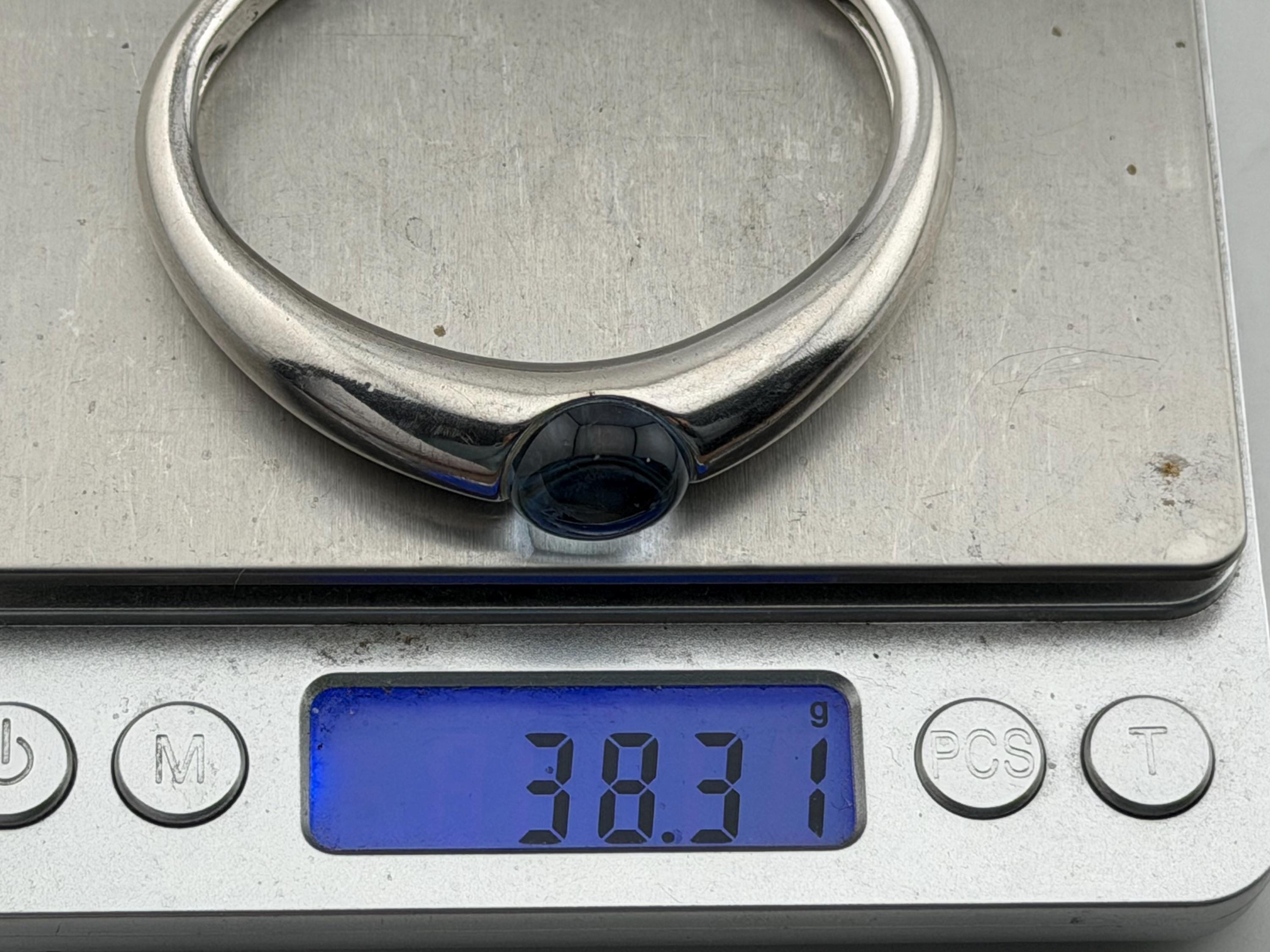 バカラ アクアブルークリスタル ソリッドシルバー トルクバングル