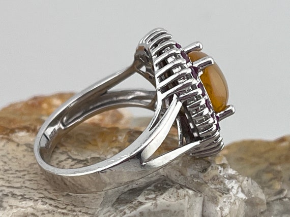 statement Opal, Ruby and white topaz ring size uk… - image 3