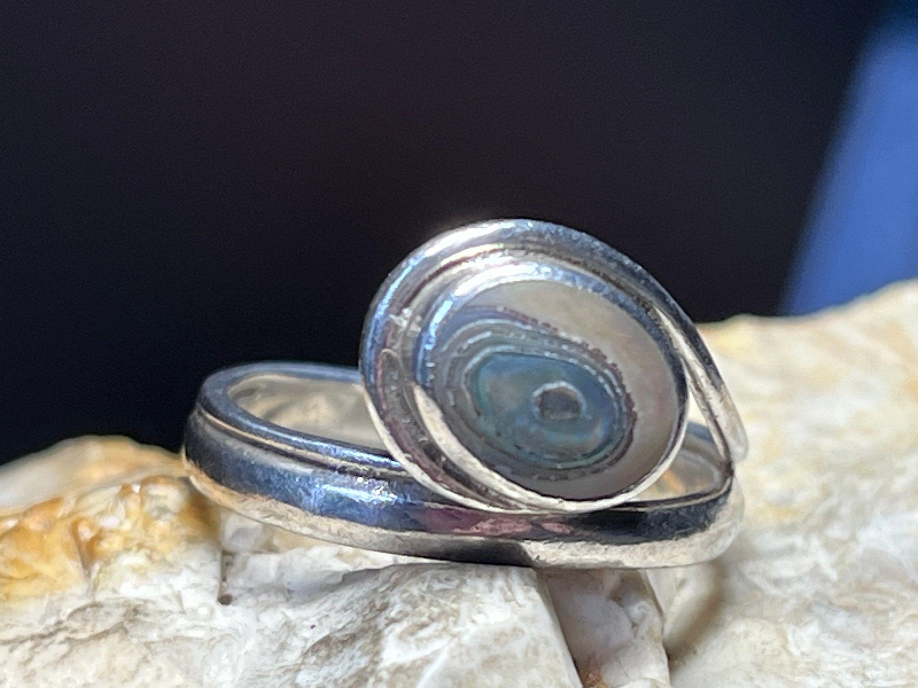 A Solitaire Shell Silver Vintage Paua Shell Solitaire Size Uk L USA 5.75 - Etsy