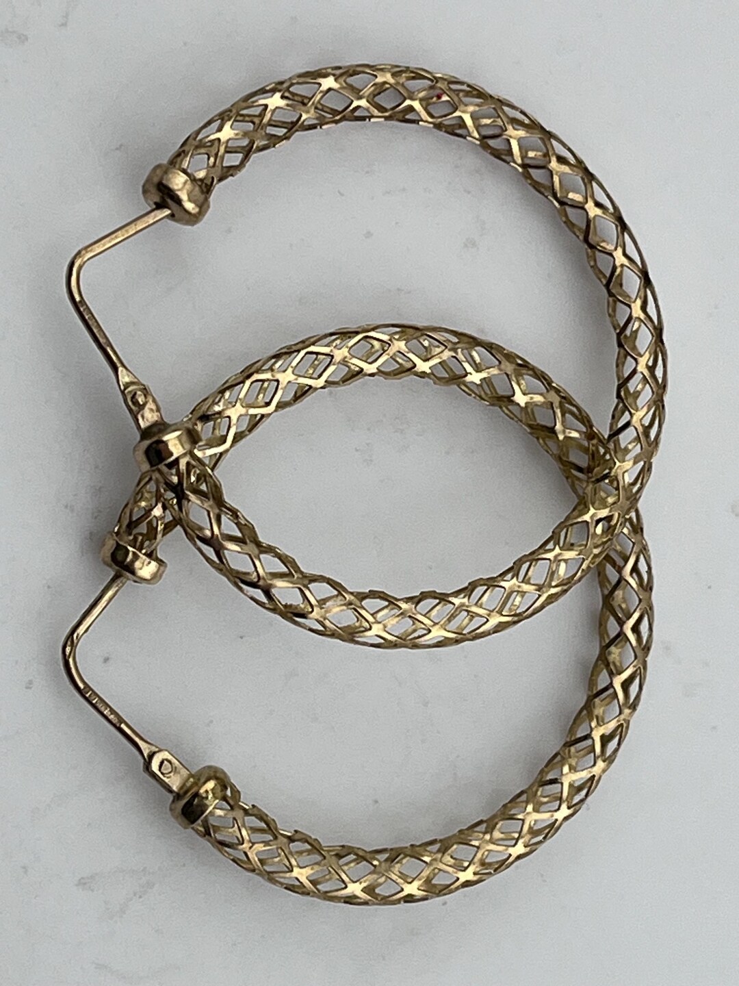 9ct Gold Hoop Earrings Mesh Design - Etsy