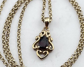 9kt gouden granaathangerketting 50 cm