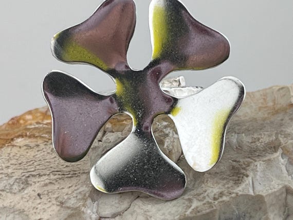 vintage hand made solid silver large statement ri… - image 1