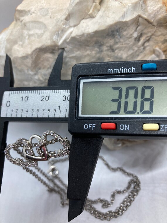 Vintage solid silver gem set three heart negligee… - image 6