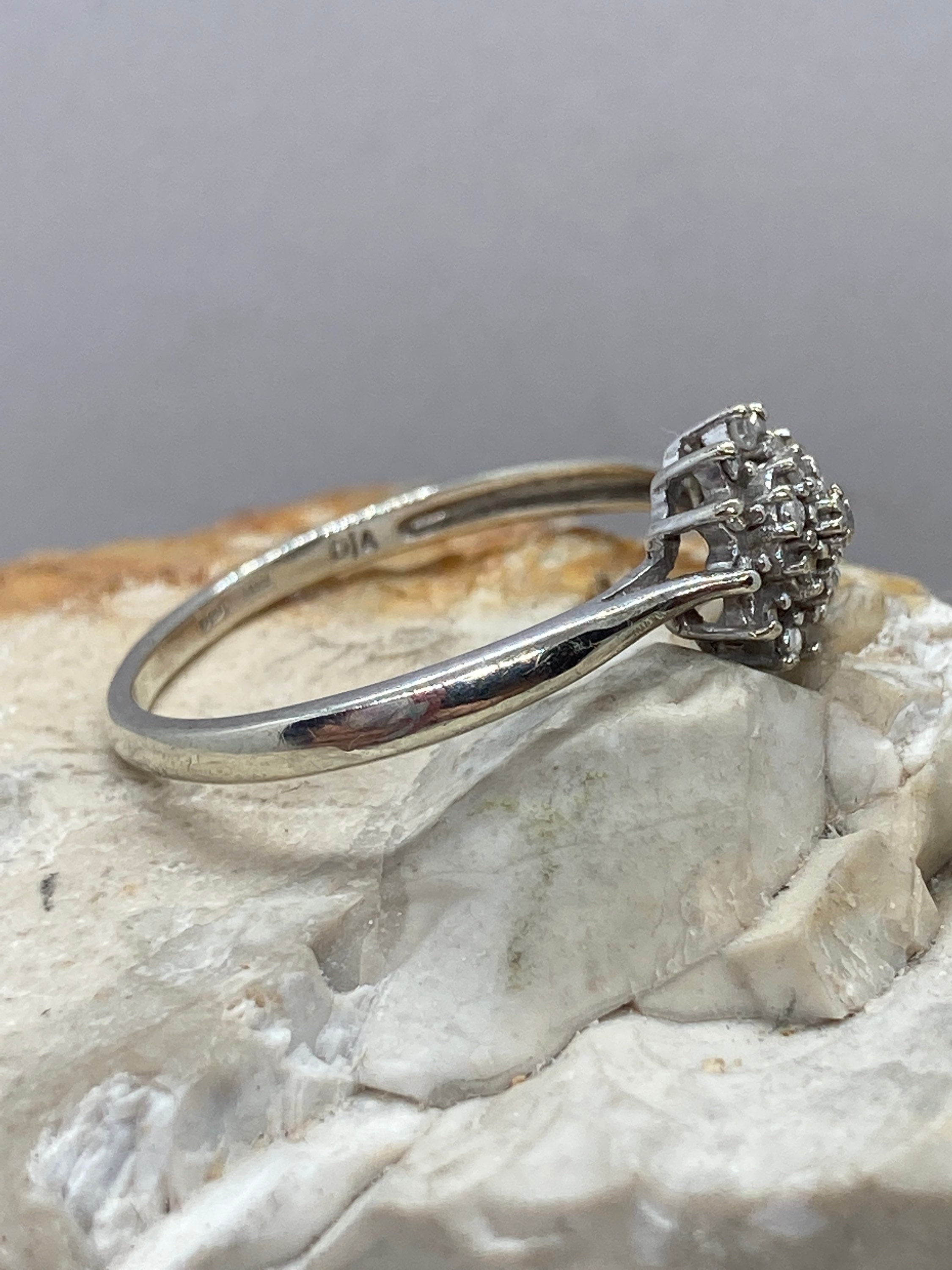Diamond cluster white gold vintage ring size ukQ1/2 usa8.25 | Etsy