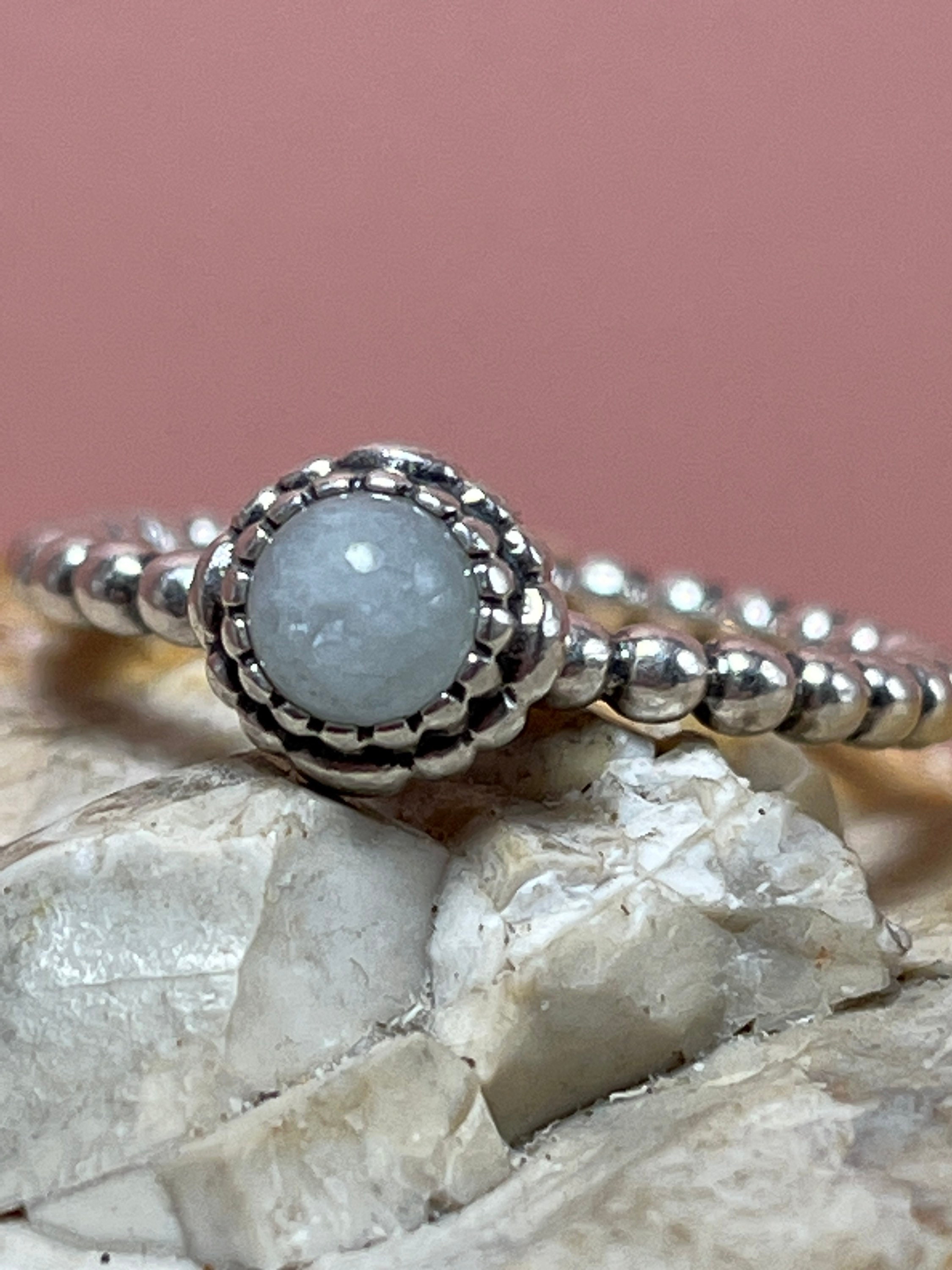 Pandora silver moonstone bubble birthstone ring size ukR1 2 usa9
