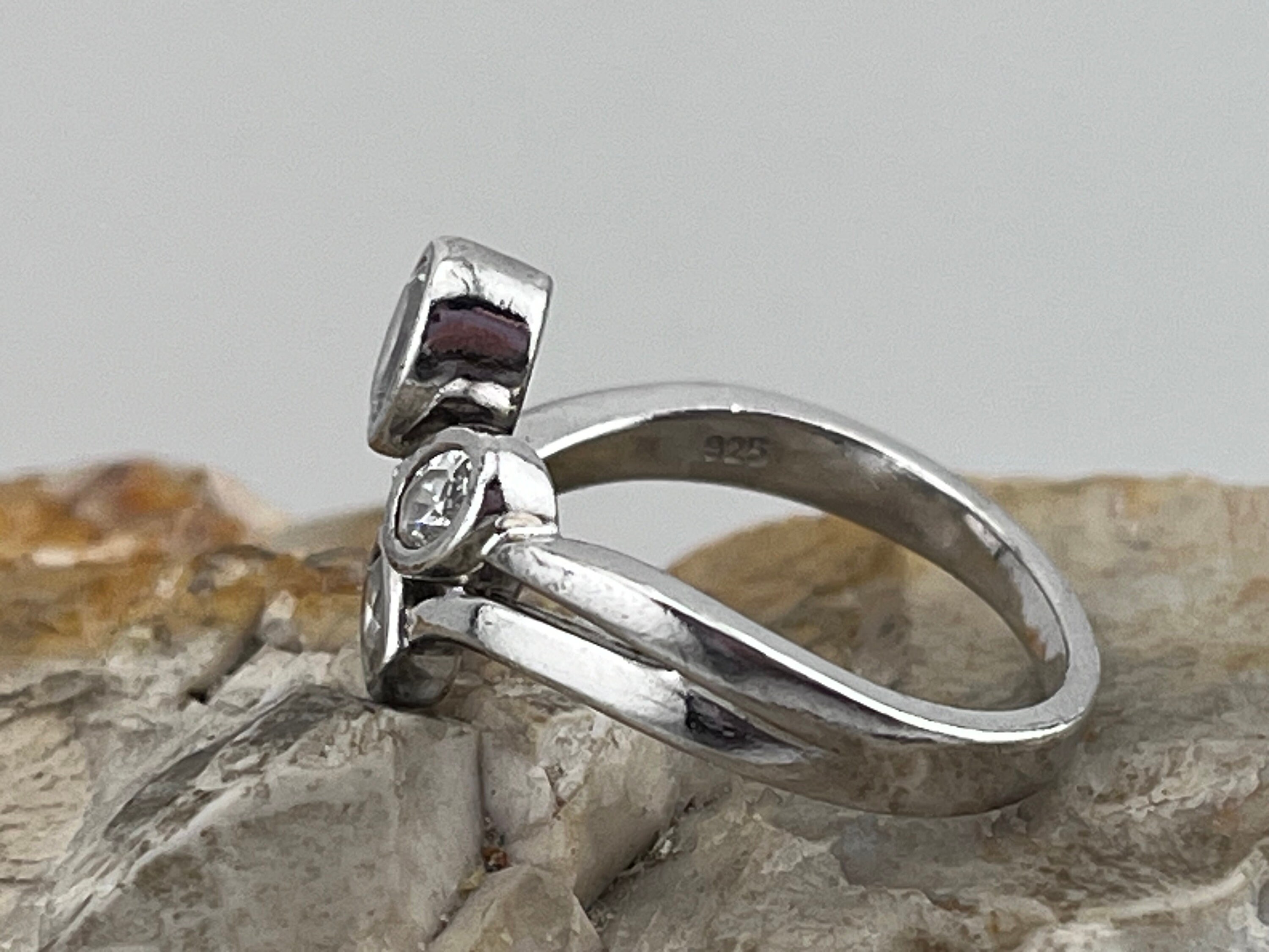★SENTIMENTS★ NO.500 [925 SILVER] RING [Sent sequentially o Vintage Silver and Cz Statement Ring Size Uk O1/2 Usa 7.25