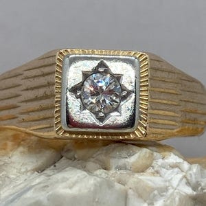 Vintage 18ct solid gold .25 diamond set signet ring band stacker solitaire size ukS usa9