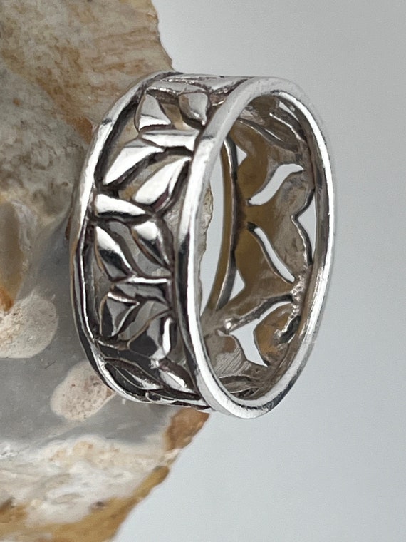 vintage solid silver pierced dolphin(?) tail band… - image 6