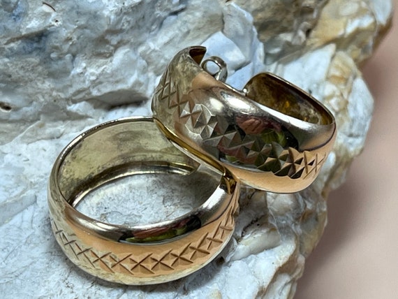9ct Solid Gold Vintage Wedding Ring Hoop Earrings Etsy UK