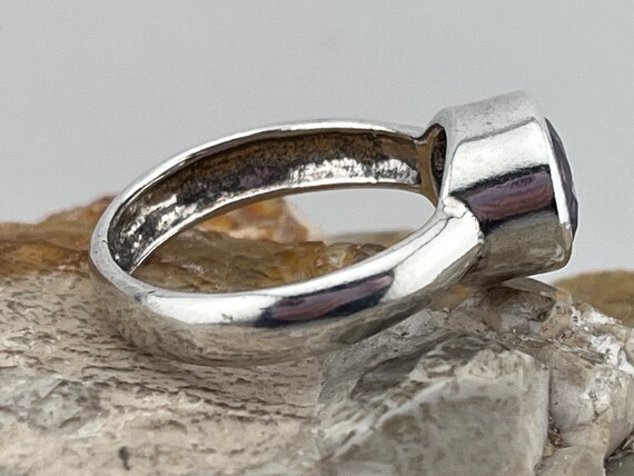 solid silver amethyst statement ring band stacker… - image 3