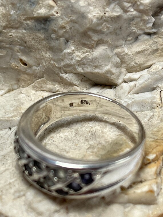 Solid silver gem set band ring stacker spacer Tha… - image 4