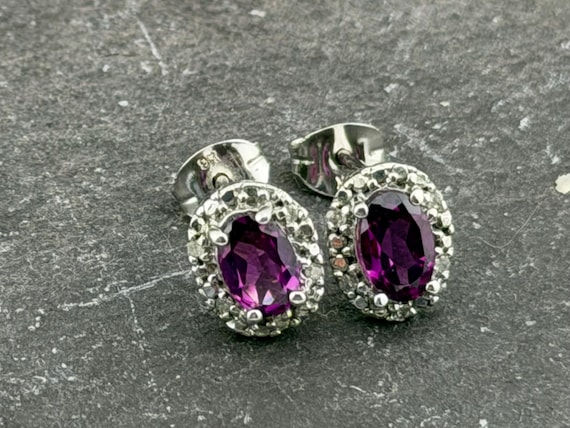 ruby and diamond white gold studs earrings - image 1