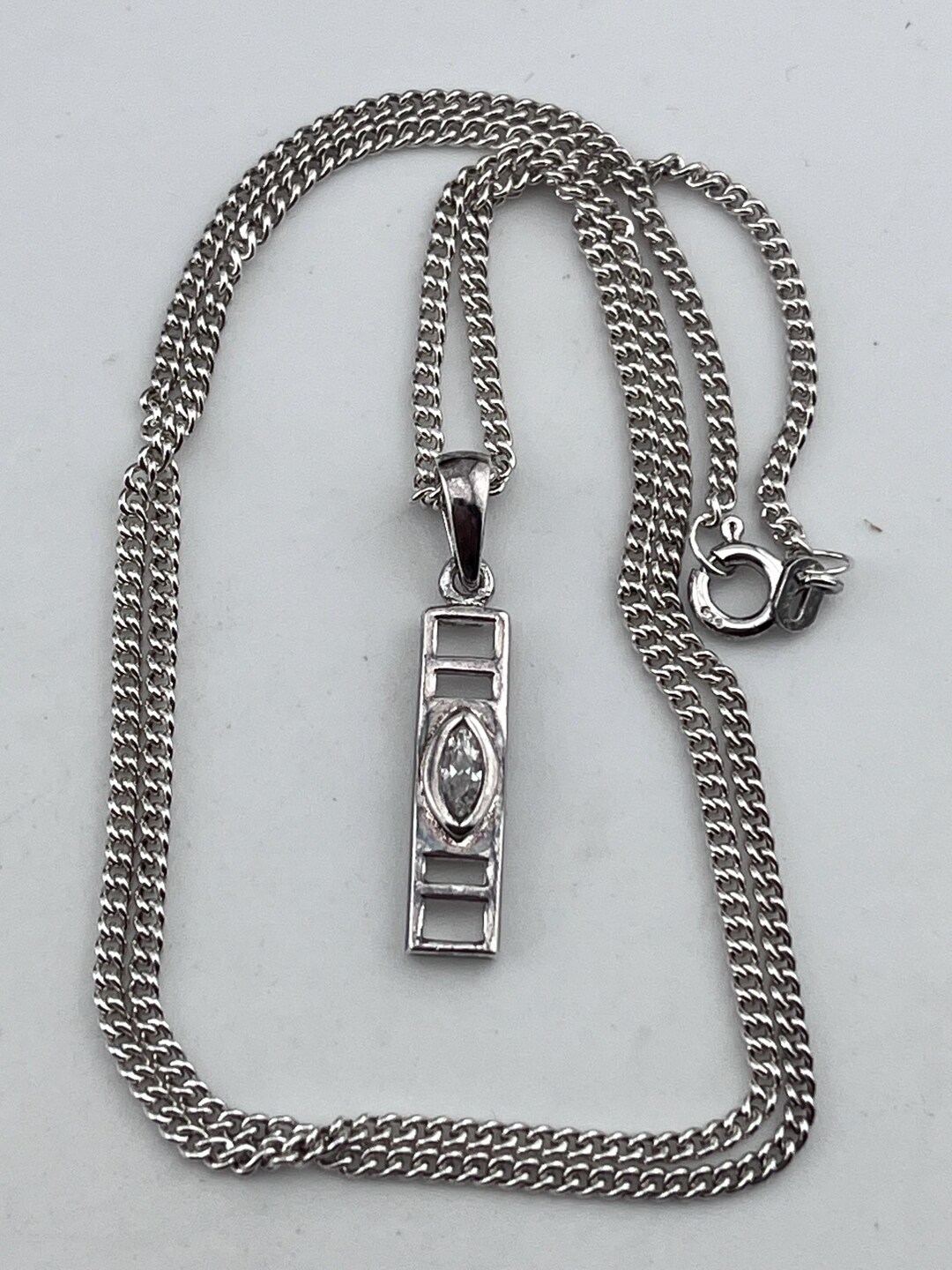Sterling Silver 45cm Cz Pendant Necklace Mackintosh Styling - Etsy Israel