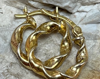 Orecchini vintage in argento sterling con anello a cerchio dorato immerso in oro