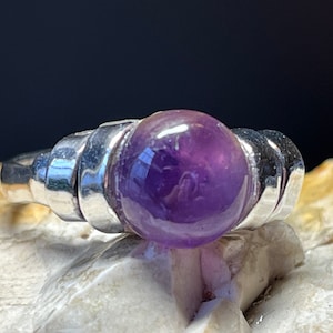 Vintage Silber und Amethyst Ring Größe uk P USA 7.75