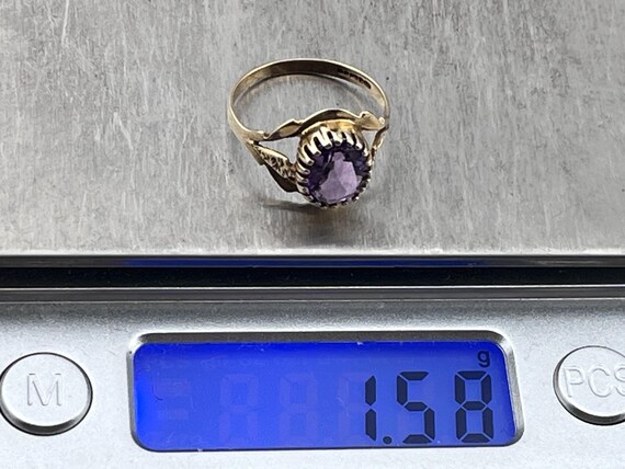 amethyst statement ring with fancy shoulders 9ct … - image 4