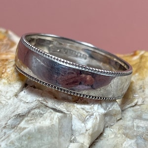 Espaçador de empilhador de anel de faixa de ouro branco de 1989 tamanho 9ct ukO1/2 usa7.5