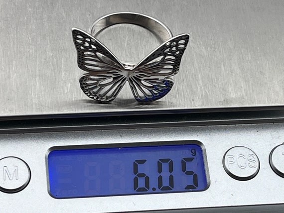 vintage butterfly solid silver ring size uk U USA… - image 4