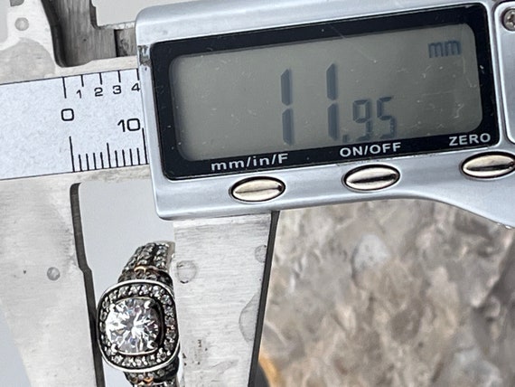 solid silver and cz multi stone ring size uk T US… - image 5