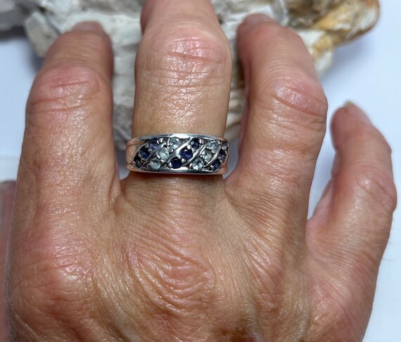 Solid silver gem set band ring stacker spacer Tha… - image 7