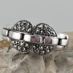 marcasite silver vintage stacking ring size uk N USA 6.75