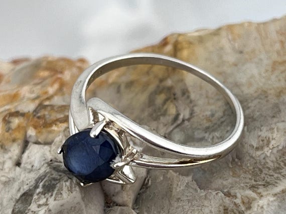 solid silver and sapphire contemporary solitaire … - image 8