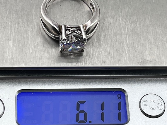 solid silver DQCZ solitaire ring stacker size uk … - image 4