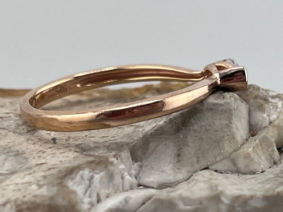 Rose gold over solid silver horizontal cz band ri… - image 3