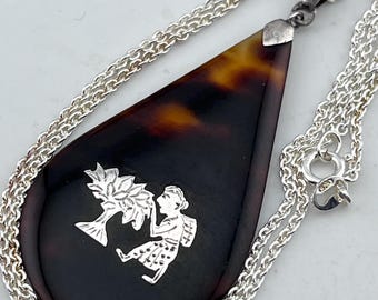 Collier Ras Du Cou Vintage Art Déco – Style écaille De Tortue En Celluloïd