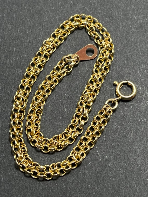 9ct gold vintage double rolo chain bracelet 19cm