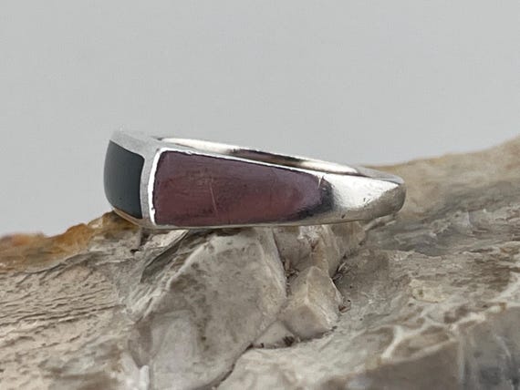 1976 black agate letterbox solid silver signet ri… - image 2