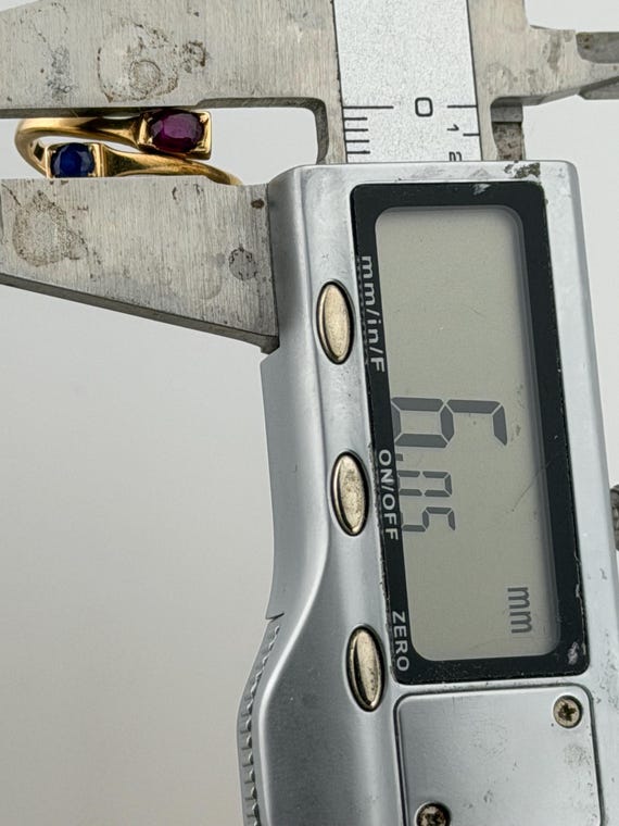 Ruby and sapphire bypass snakehead ring stacker 9… - image 5