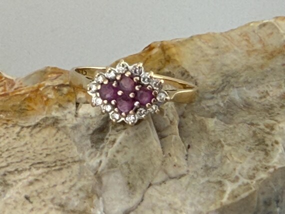 ruby and diamond cluster ring in 14ct gold size u… - image 9