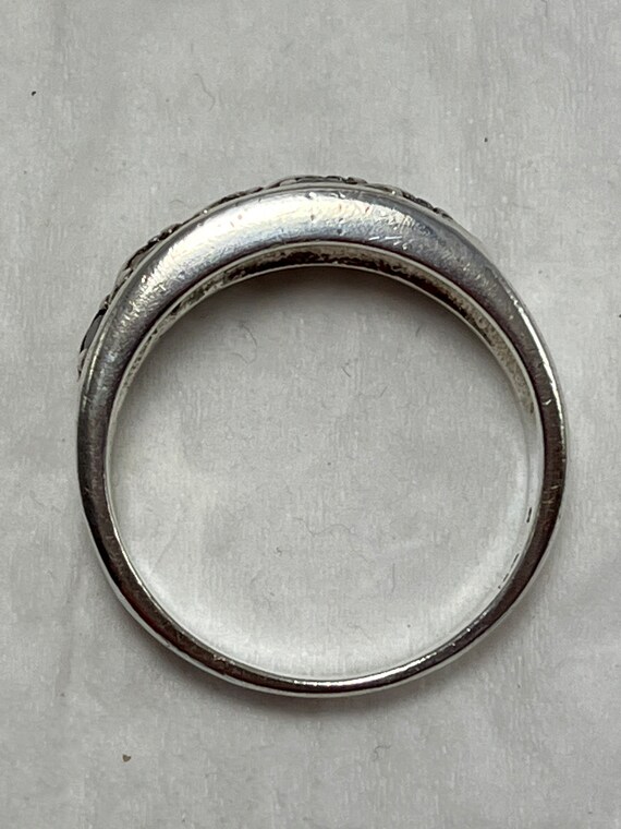Solid silver gem set band ring stacker spacer Tha… - image 5