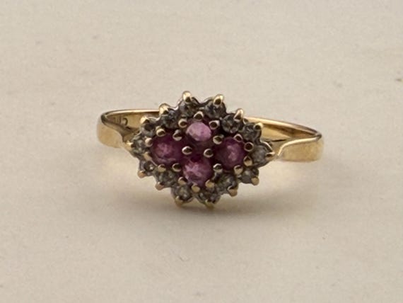 ruby and diamond cluster ring in 14ct gold size u… - image 11