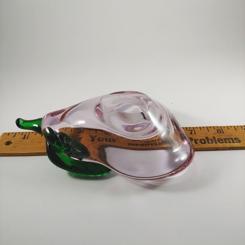 Handmade ICET 5.5 Small Pink /& Green Art Glass Pear Shaped Bowl Dish