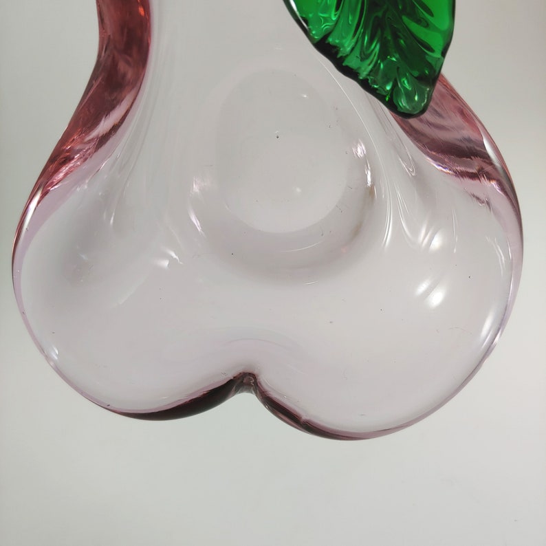 Handmade ICET 5.5 Small Pink /& Green Art Glass Pear Shaped Bowl Dish