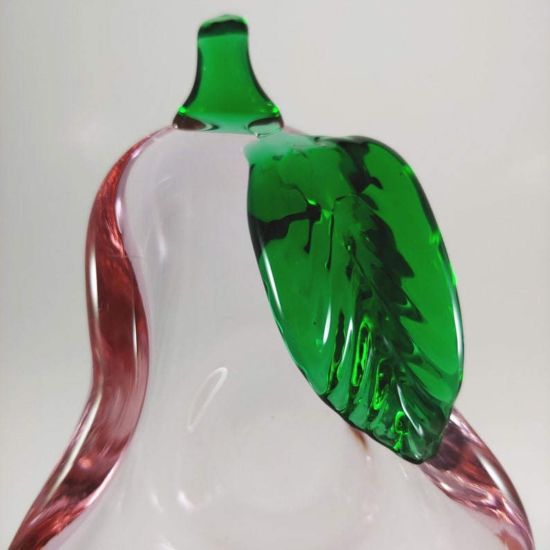 Handmade ICET 5.5 Small Pink /& Green Art Glass Pear Shaped Bowl Dish