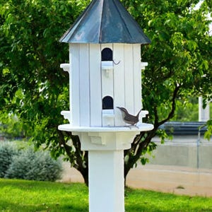 Vogelhuisje met koperen dak | 6 gaten | Vogelhuisje van sparrenhout