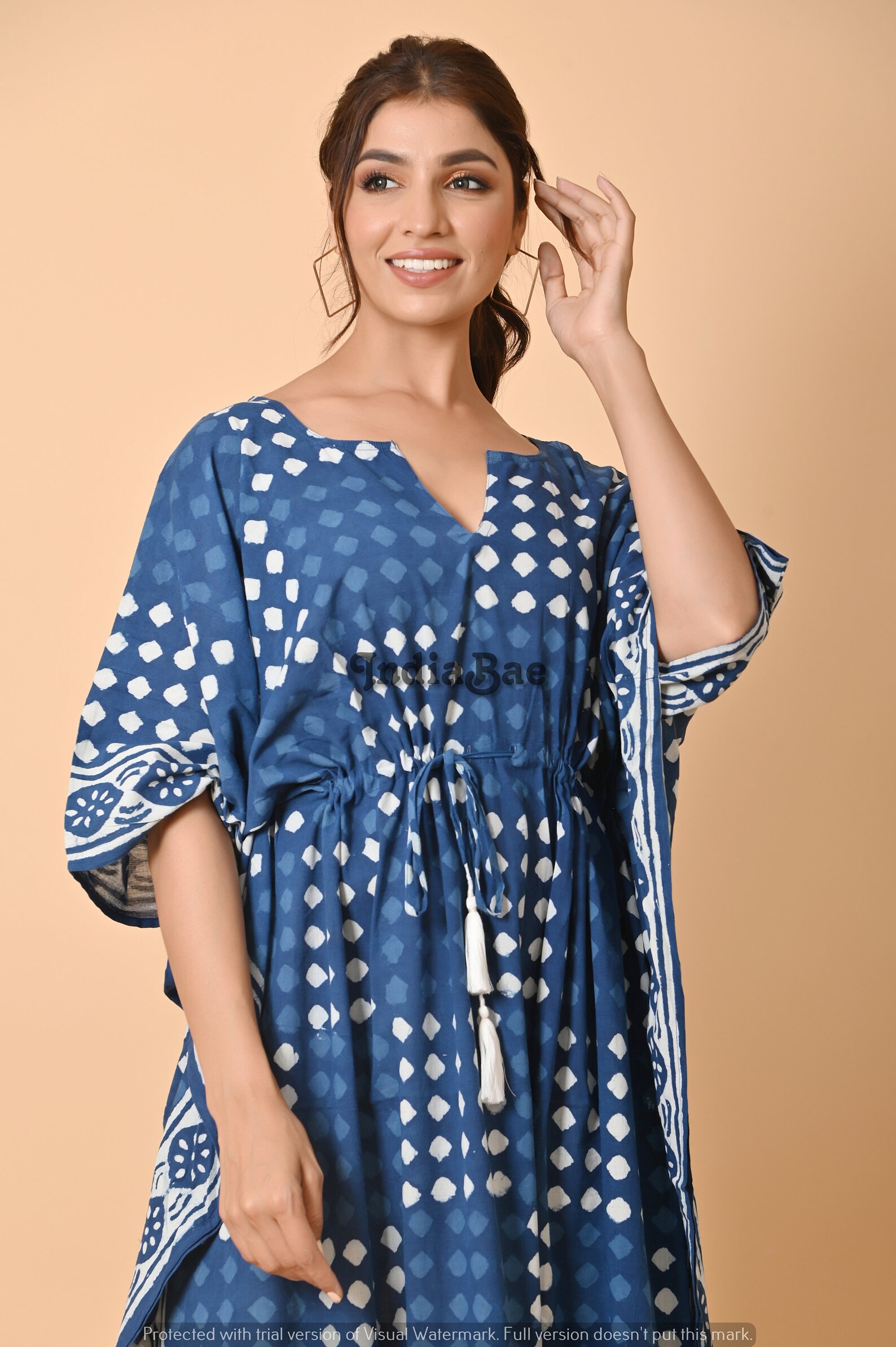 Women's Paisley Print Kaftan Dress - Hippie Boho Long Cover Up For Beach, Casual Summer Loungewear
