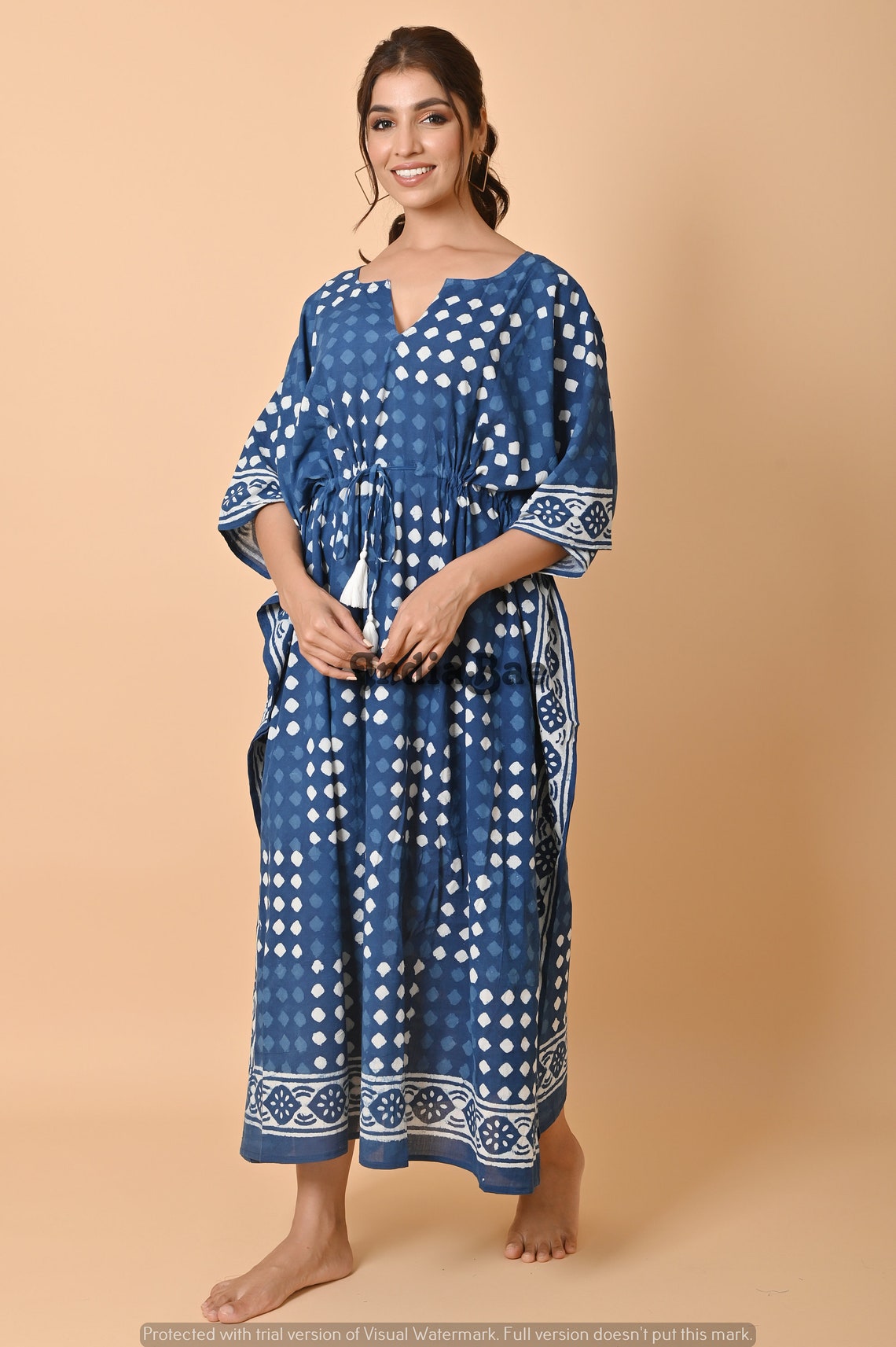 Blue Printed Beach Kaftan main image 1