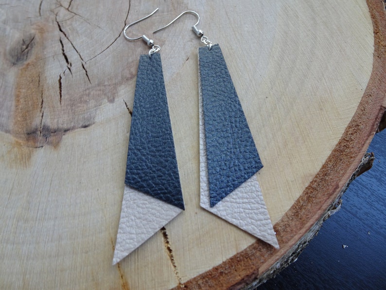 Angled Faux Leather Earrings Etsy