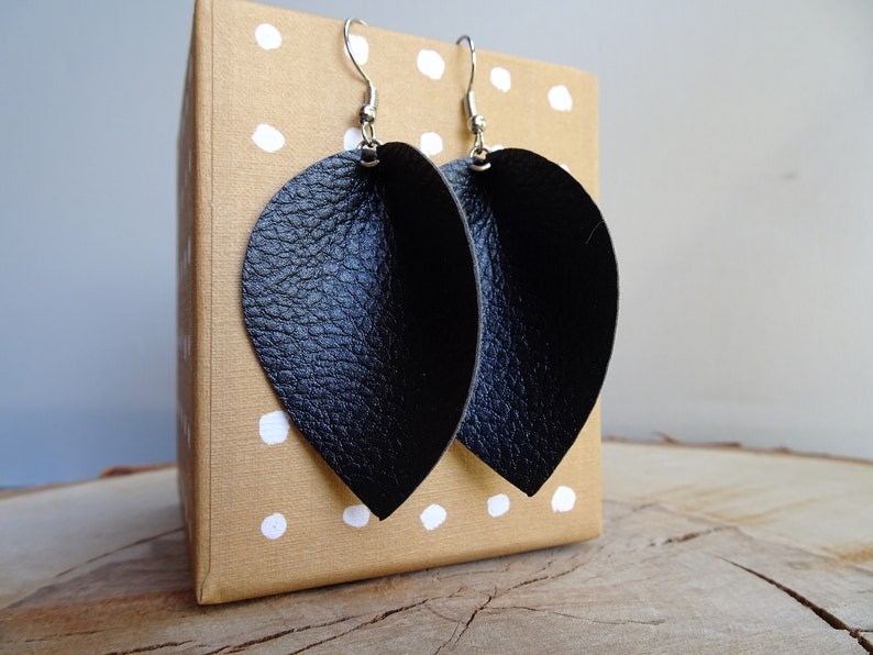 Petal Faux Leather Earrings Etsy