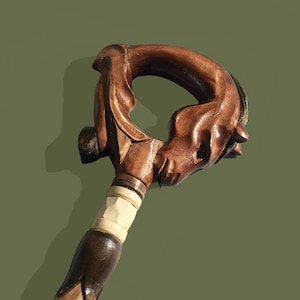 Horse handle Hand carved walking cane Unique