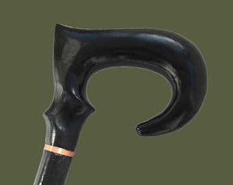 Bastón Derby de madera negra con mango clásico