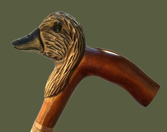 Wooden Carved Animal Duck Walking Cane